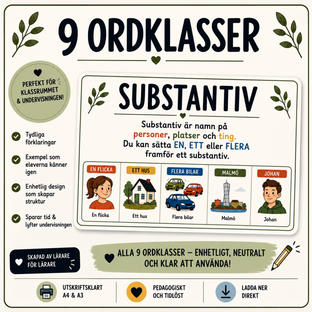 De 9 ordklasserna