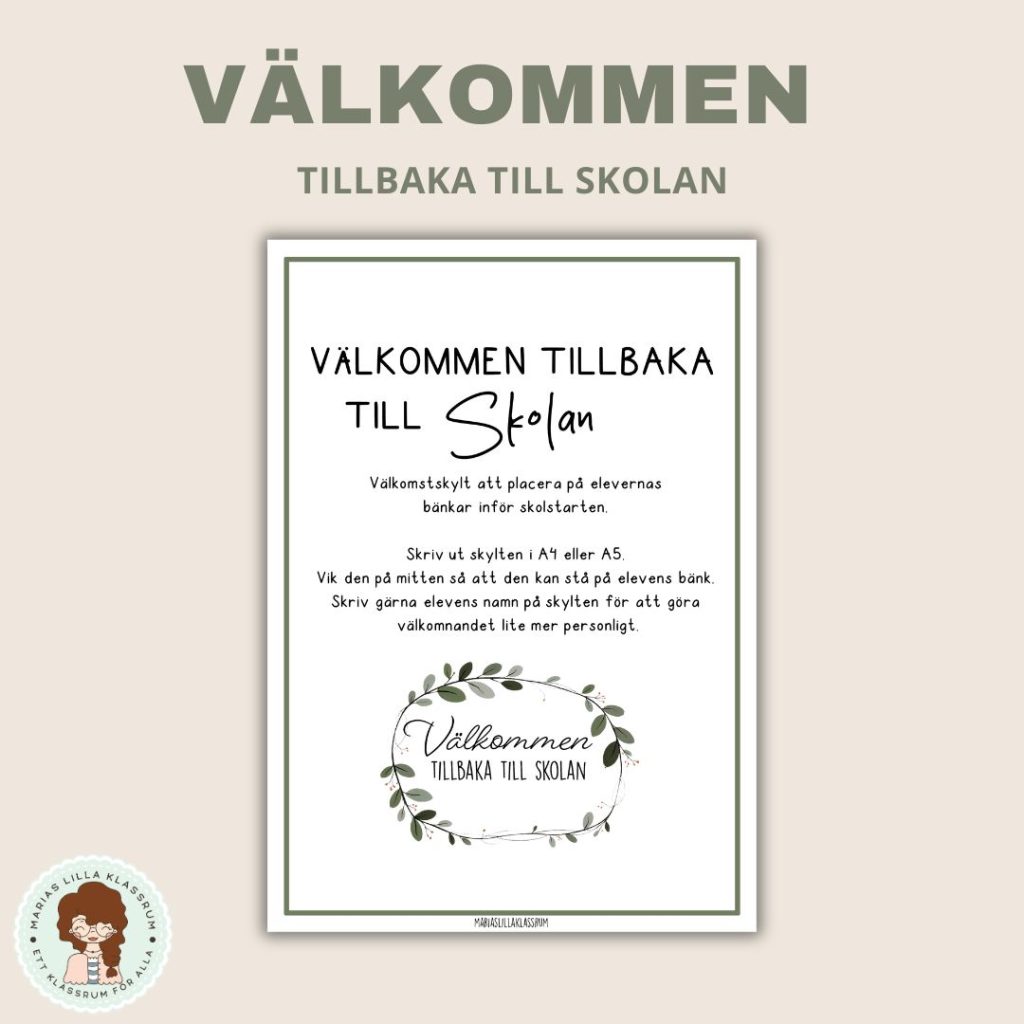 Välkomstskylt inför första skoldagen