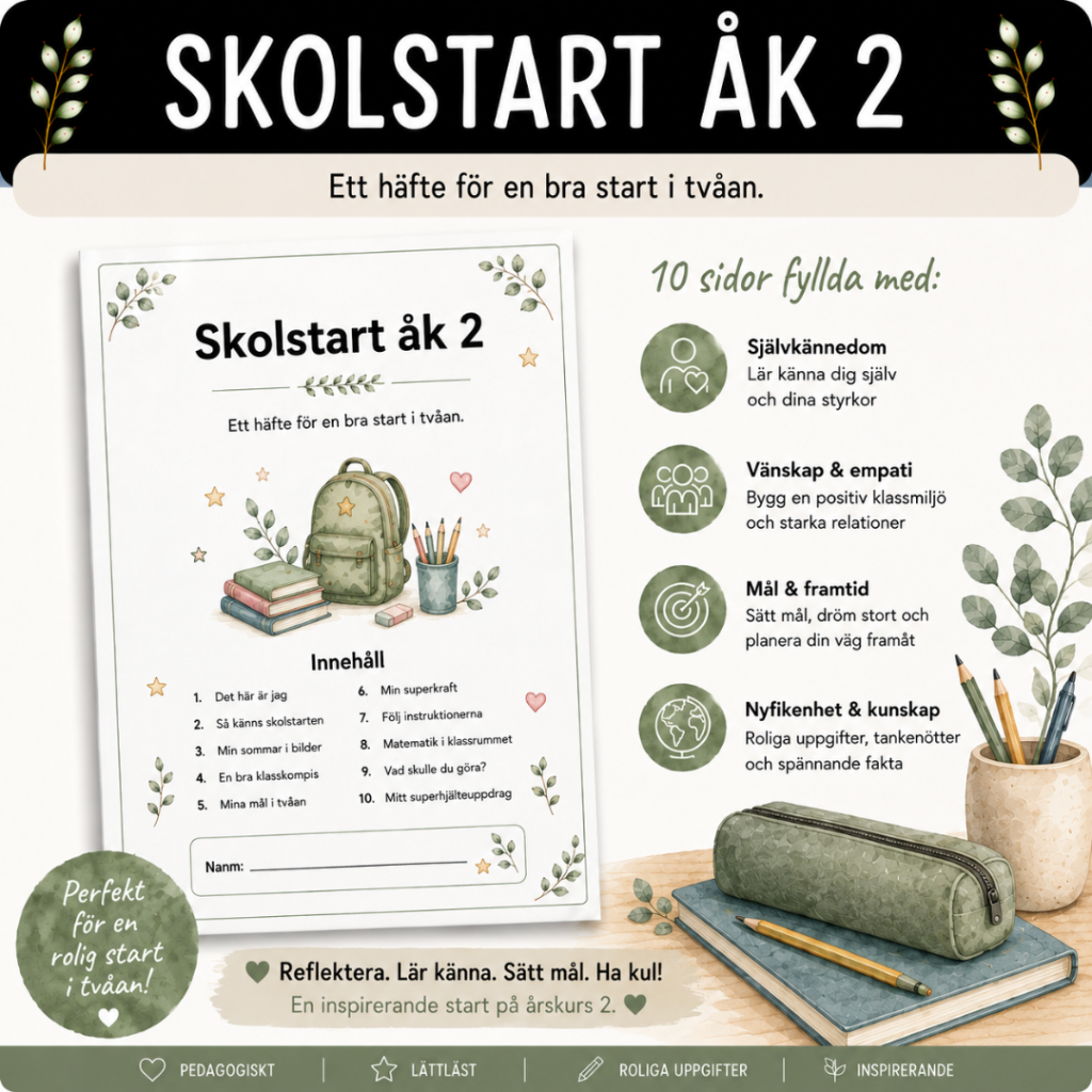 Skolstart åk 2, häfte med 10 sidor