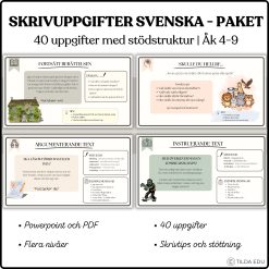 Skrivuppgifter i svenska – Paket med 40 uppgifter och skrivstöd | Åk 4–9