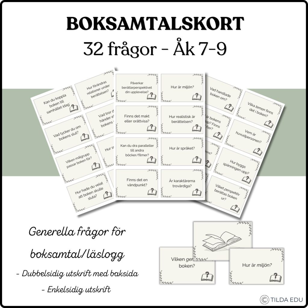 Boksamtalskort – 32 frågor – Åk 7-9