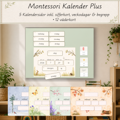Montessorikalender – Plus | Kalenderpaket med kalendertavla, väderkort & datumkort |