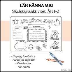 Lär känna mig - skolstartsaktivitet åk 1-3