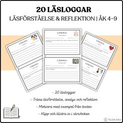20 läsloggar | Läsförståelse & reflektion | Åk 4–9