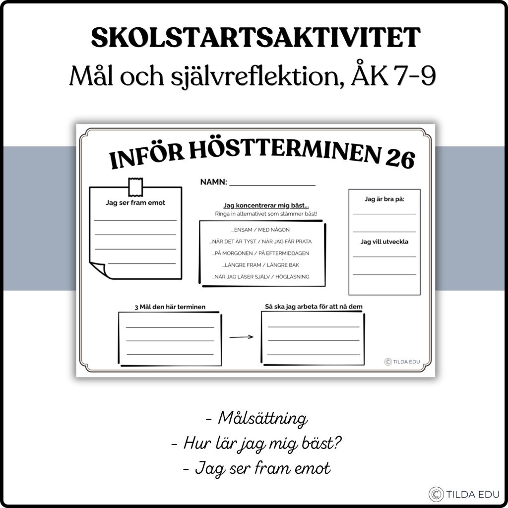 Inför höstterminen – mål och självreflektion åk 7-9
