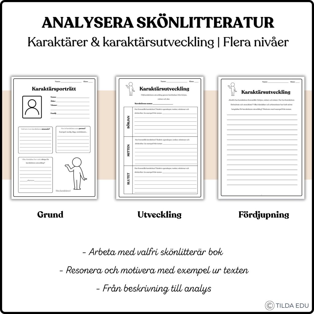 Analysera skönlitteratur – Karaktärer & karaktärsutveckling