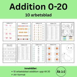 Addition 0–20 – Arbetsblad för träning av huvudräkning