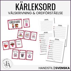 Kärleksord (Ordkunskap, välskrivning, memory)