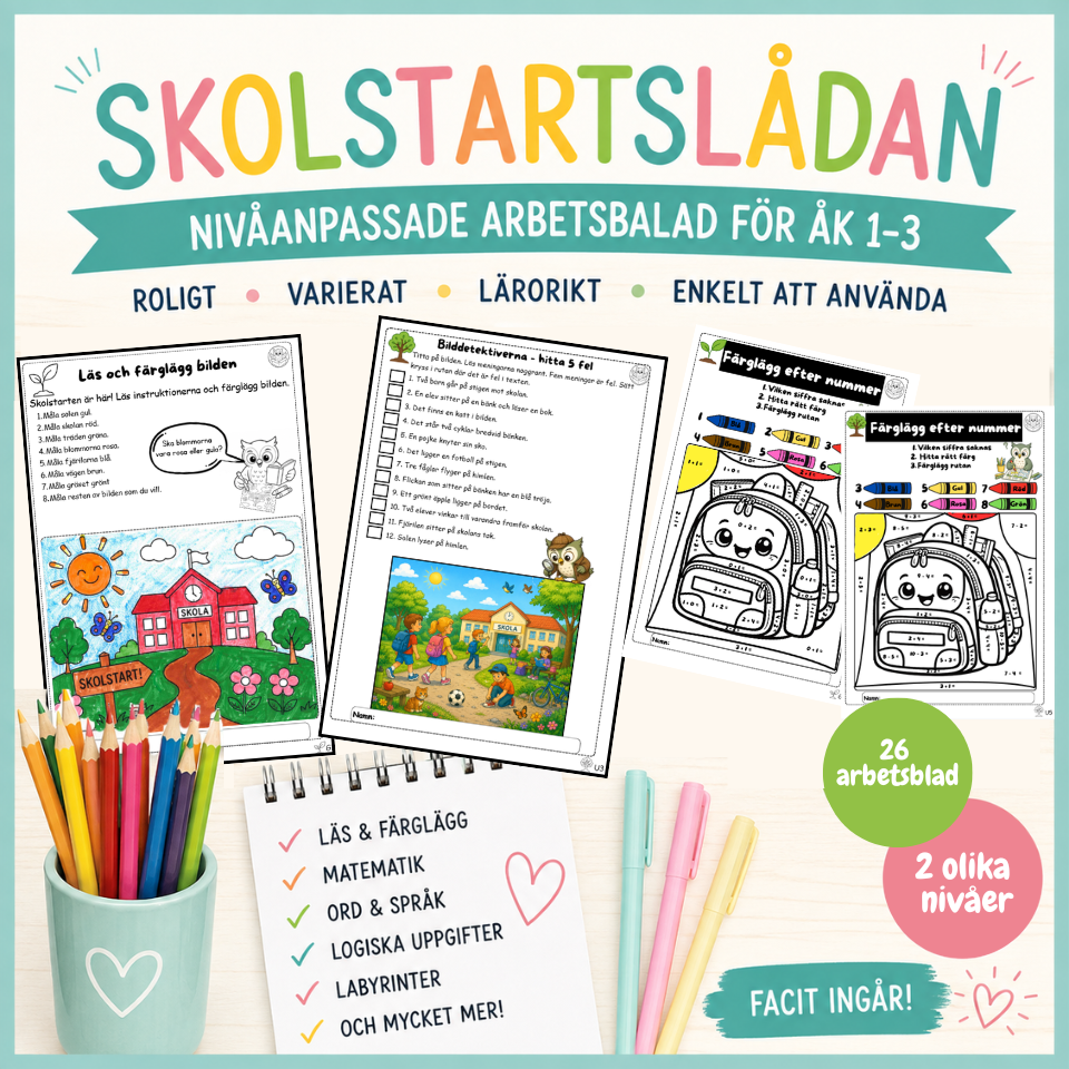 Skolstartslådan – nivåanpassade arbetsblad för åk 1–3
