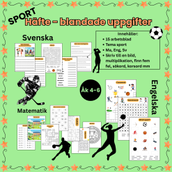 Aktivitets- och övningshäfte åk 4–6 – sporttema, skrivuppgifter, matte, sudoku & klurigheter