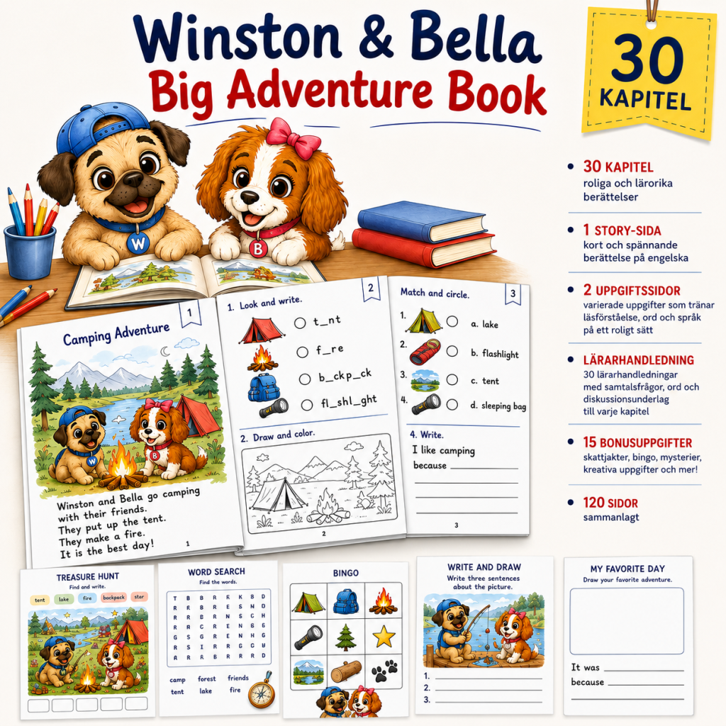 Winston & Bella – The Big Adventure | Engelska åk 1–3 | 30 kapitel + bonusmaterial