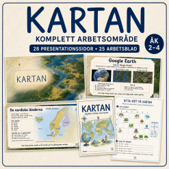 Kartan – komplett arbetsområde med presentation och arbetsblad åk 2–4