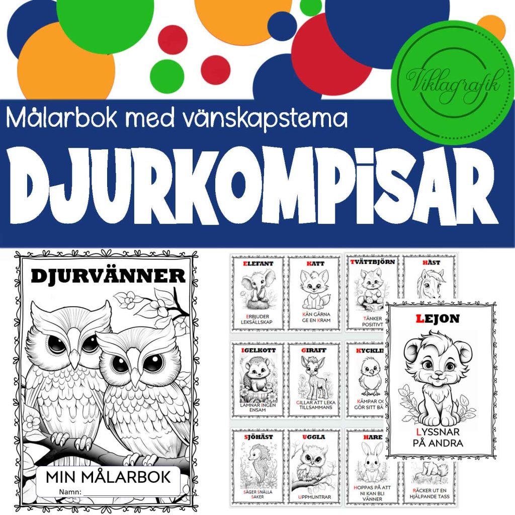 Djurkompisar målarbok. Hur man är en bra vän