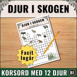 Djur i skogen - Korsord