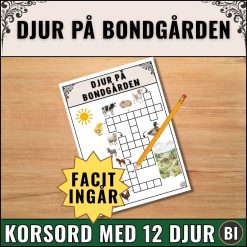 Djur på Bondgården - Korsord