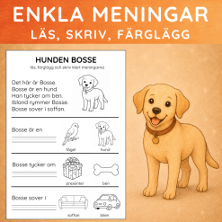 HUNDEN BOSSE - Läsförståelse - läsa, skriva, färglägga | f-2 (kopia)