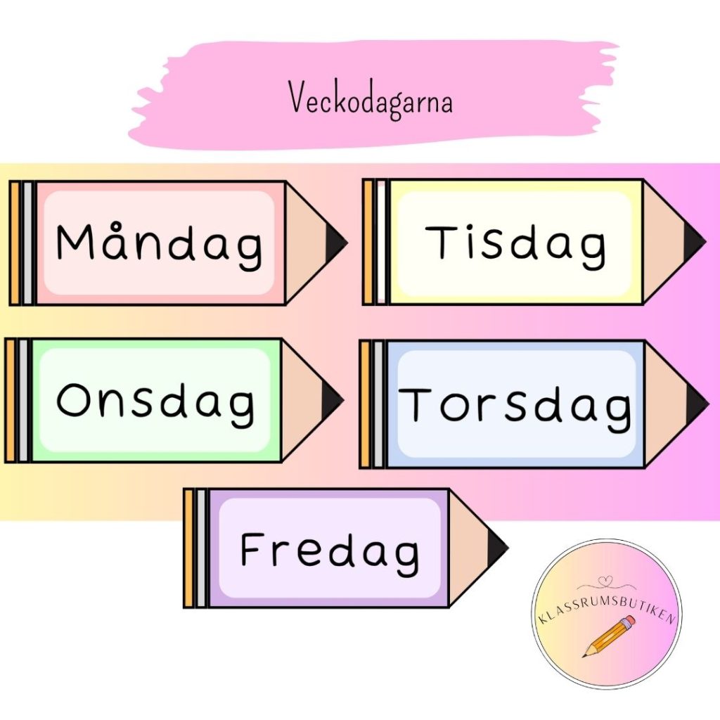 Skyltar med veckans dagar