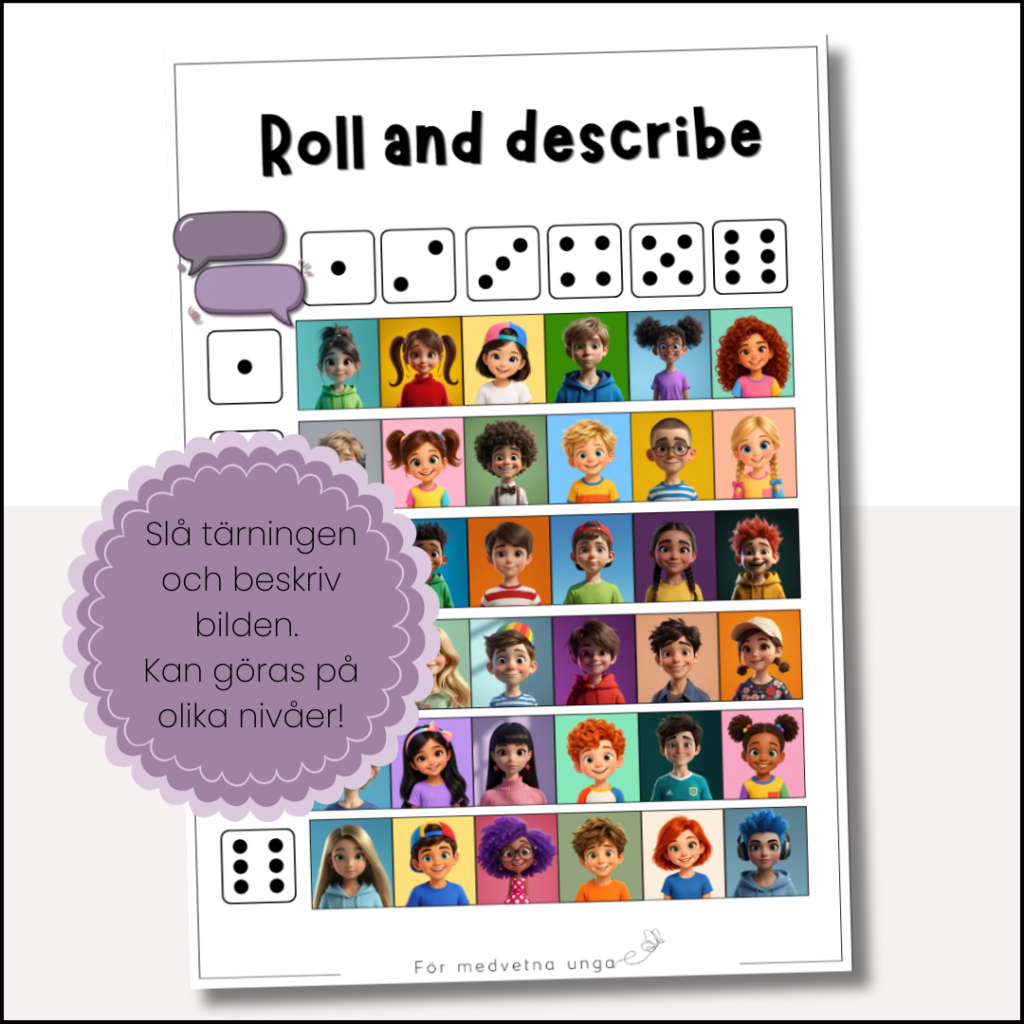 Roll and describe (träna beskrivningar)