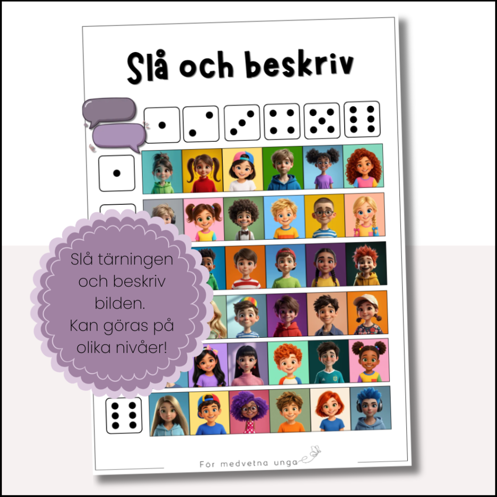 Slå och beskriv – Rolig muntlig språkträning