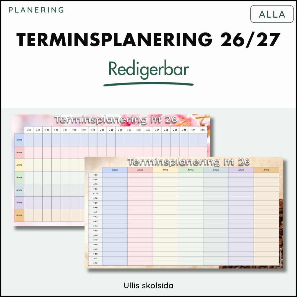 Mall för terminsplanering 26/27 – redigerbar