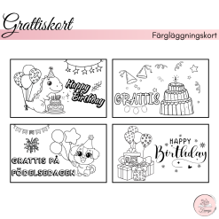 Födelsedagskort att färglägga
