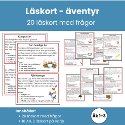 Läskort – äventyr | 20 läskort med frågor för läsförståelse Åk 1–3