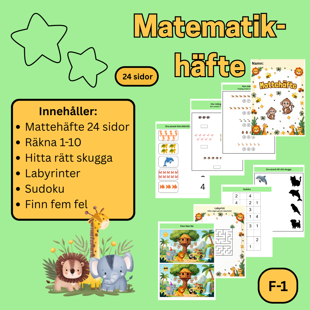 Mattehäfte – Djurtema åk F-1