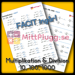 Multiplikation & Division med 10, 100, 1000