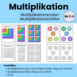 Multiplikationsrutan och multiplikationscirklar – färg & svartvitt