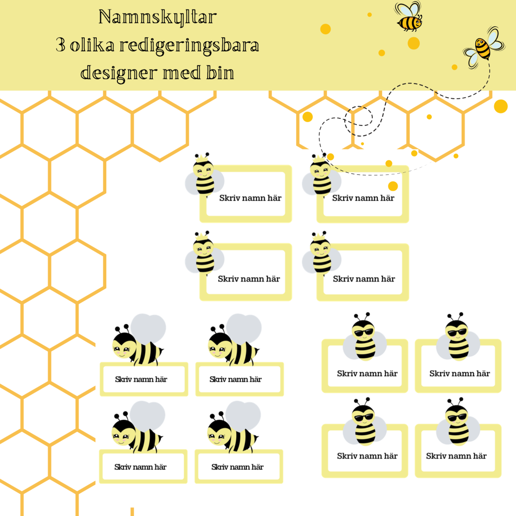 Namnskyltar bin redigeringsbara