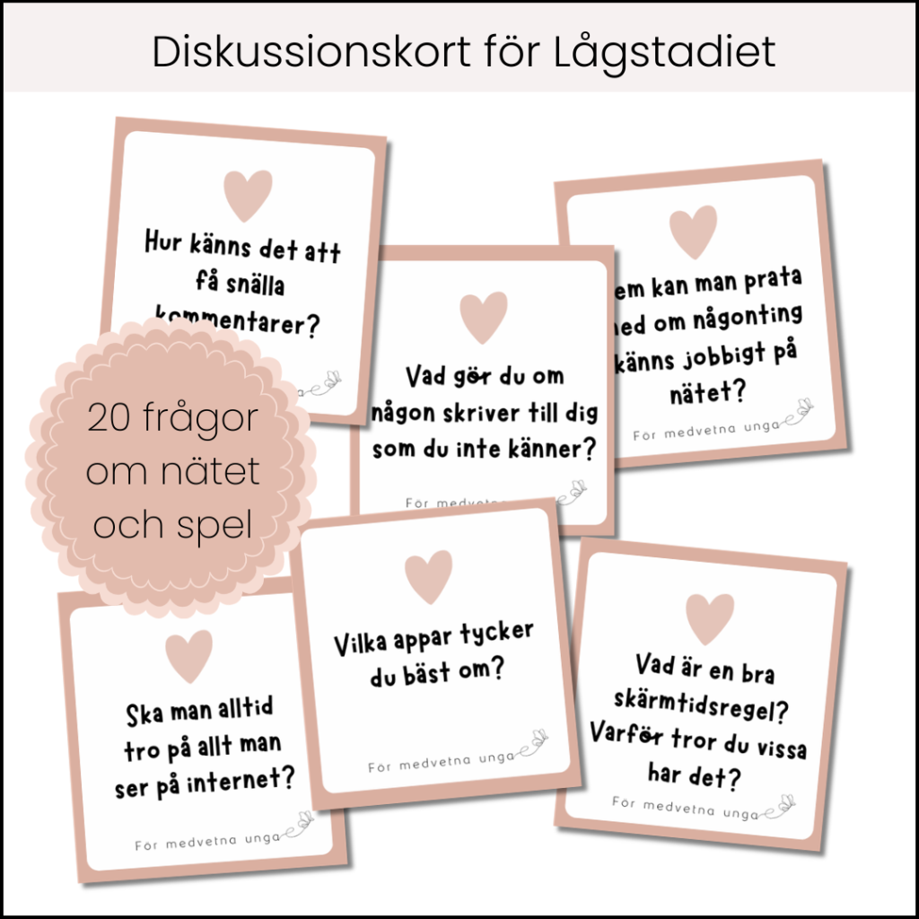 Diskussionskort för lågstadiet – Nätet och spel