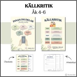 Källkritik - Posters, checklista, arbetsblad Årskurs 4-6