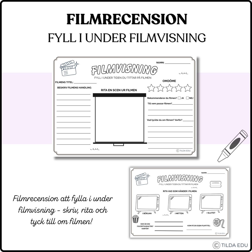 Filmrecension – arbetsblad för filmvisning