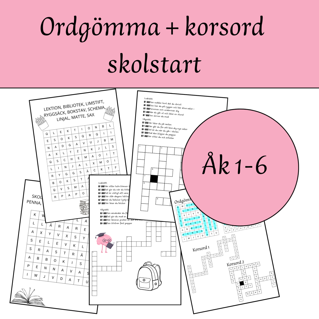 Ordgömma + korsord, skolstart