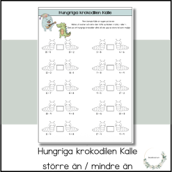 Hungriga krokodilen Kalle - större än / mindre än