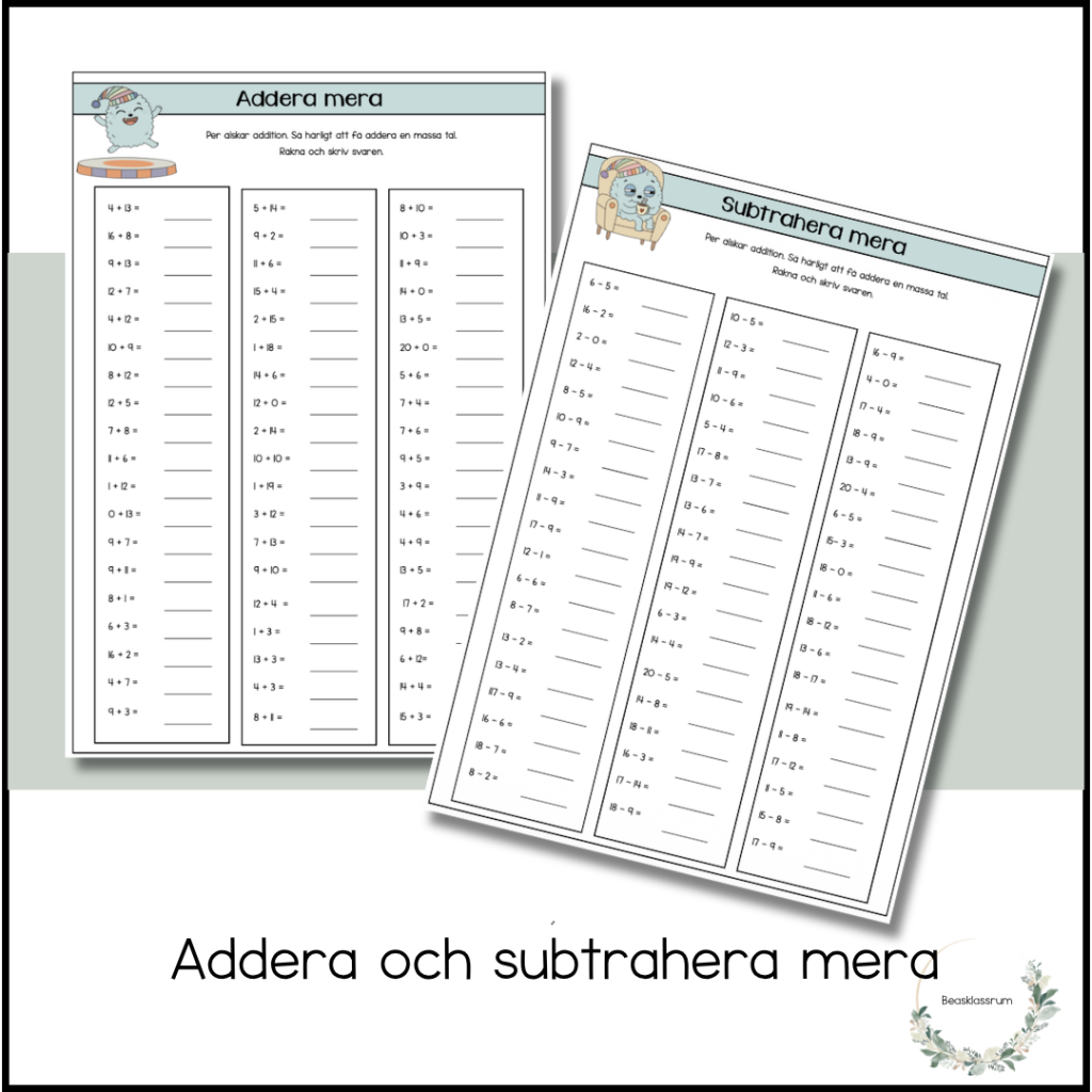 Addera och subtrahera mera 0-20