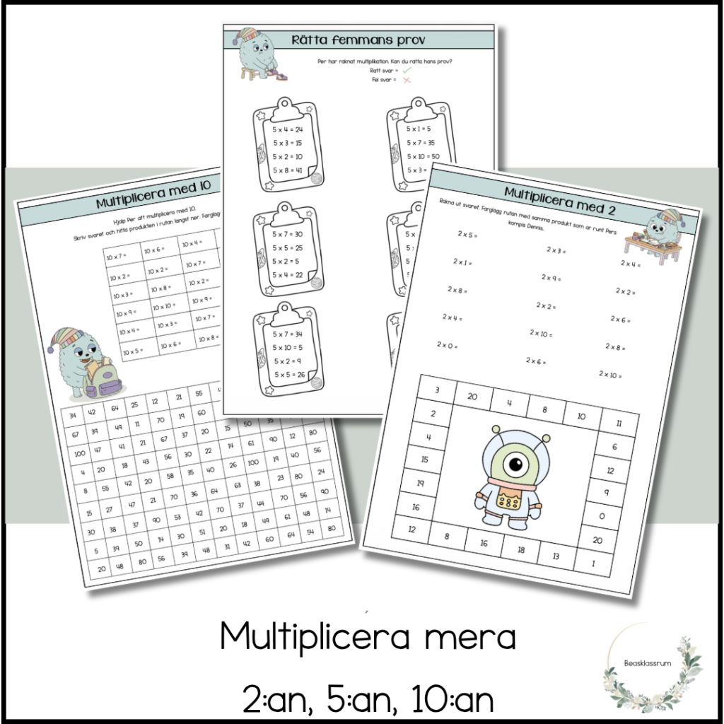 Multiplicera mera (2:ans,5:an och 10:an)