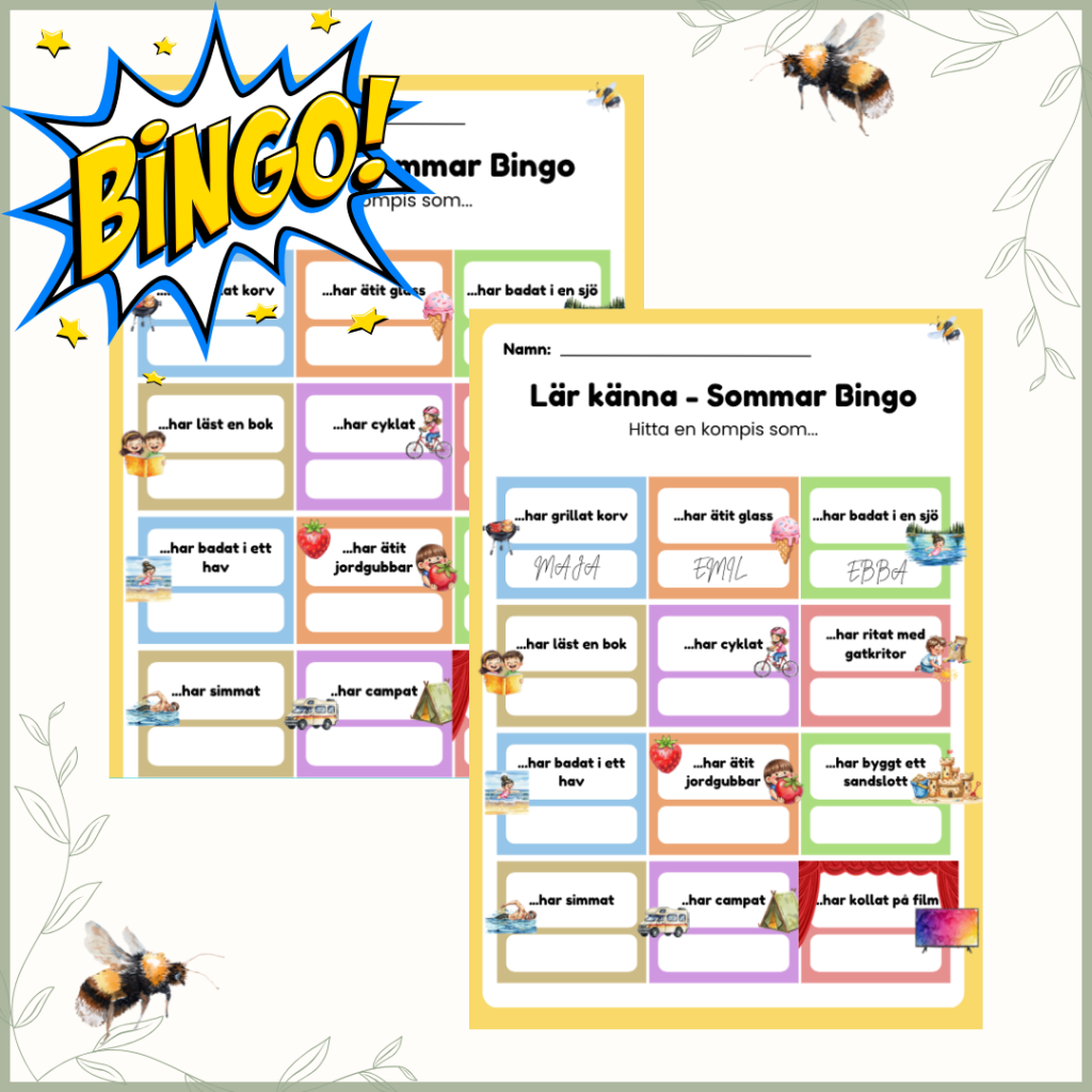 Sommarbingo – hitta en kompis som..
