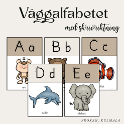 Väggalfabet med tema djur (med skrivriktning)