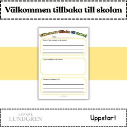 Uppstartsuppgift efter sommarlovet! Välkommen tillbaka till skolan!