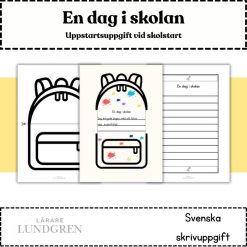 Kreativ skrivuppgift "En dag i skolan" med vikbar ryggsäck!