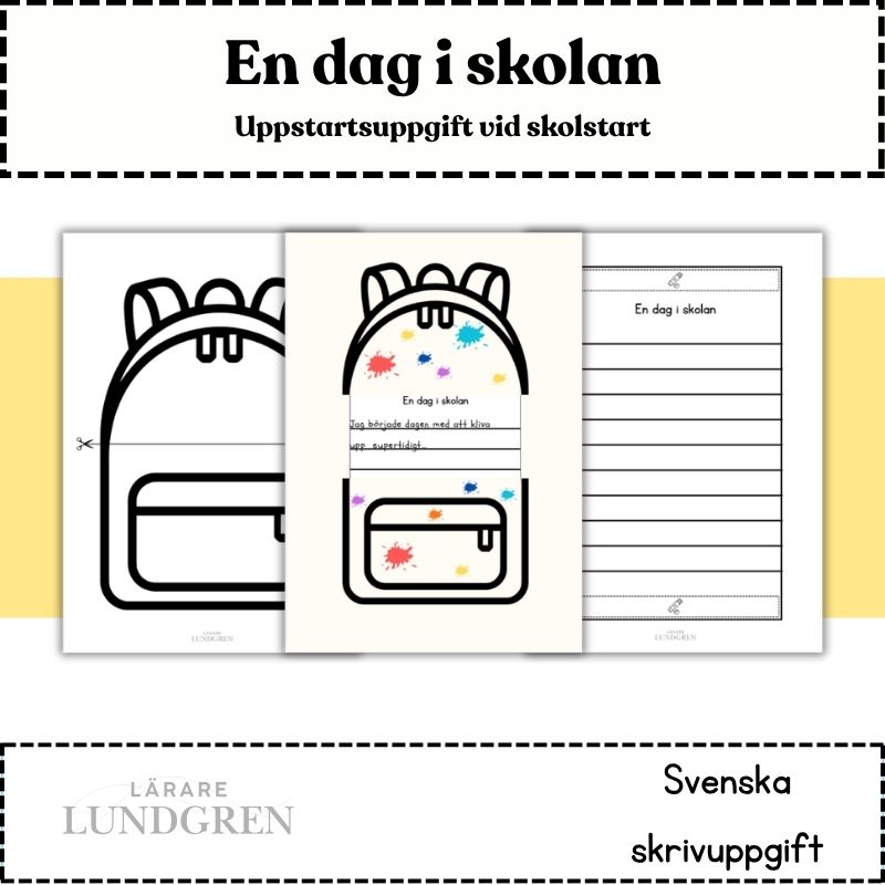 Kreativ skrivuppgift ”En dag i skolan” med vikbar ryggsäck!