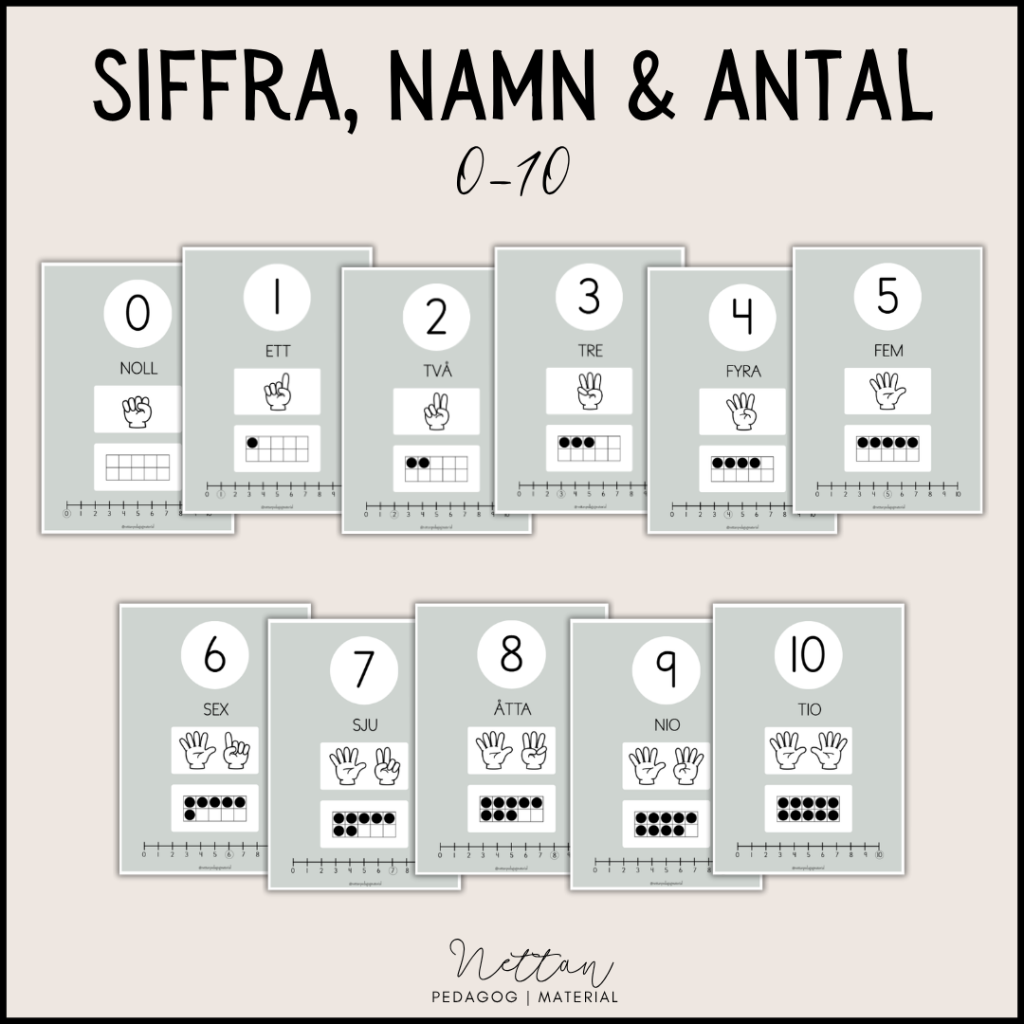Siffra, namn och antal 0-10