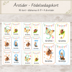 Årstiderna – Födelsedagskort 6–10 år | F–3