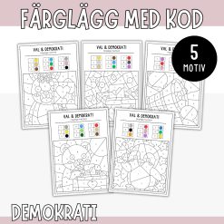 Färglägg efter kod - Demokrati och siffror 1-9