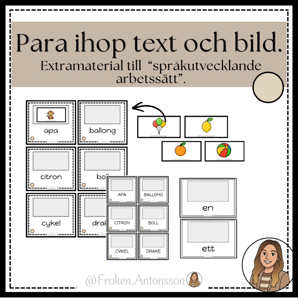 Extramaterial: Läs och språkutvecklande arbetssätt. Para ihop ord och bild.