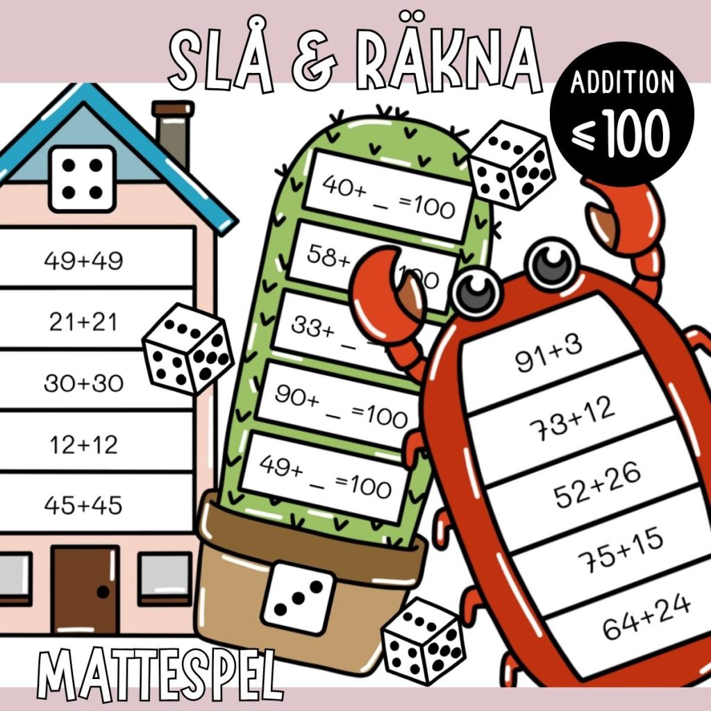 Slå & räkna – 10 additionsspel upp till 100