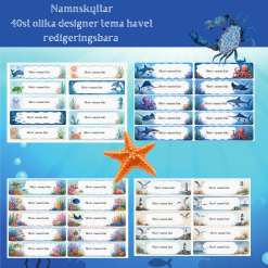 Namnskyltar havstema redigeringsbara
