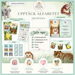 Upptäck alfabetet A–Ö – komplett alfabetspaket | Djurtema 🐻🦔
