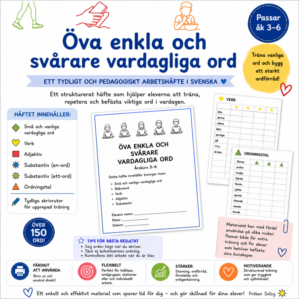 Stavning – vanliga vardagsord (åk 3–6)